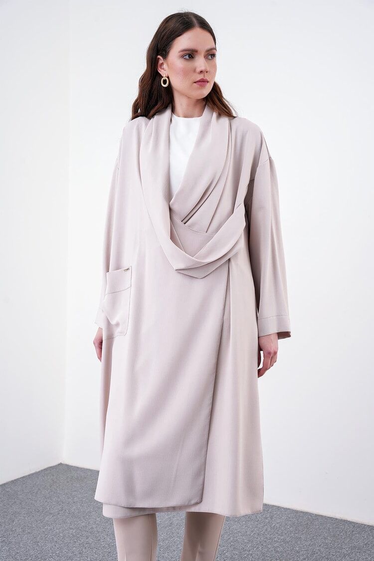 Robe Décontractée Beige avec Poches