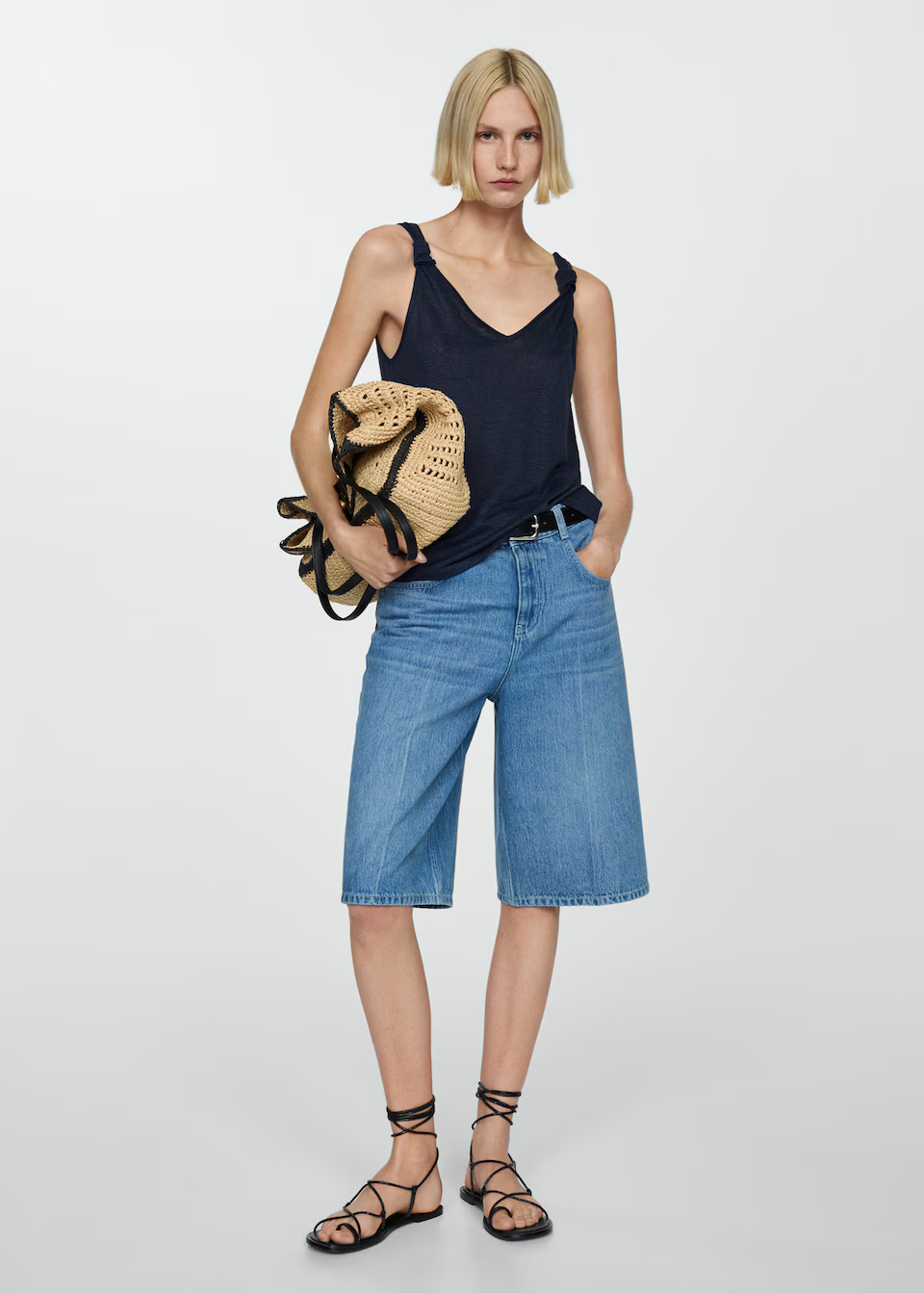 Top Lin Bretelles Nœuds