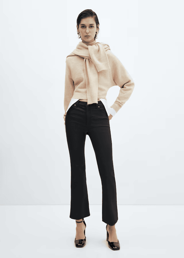 Jean Sienna flare crop enduit