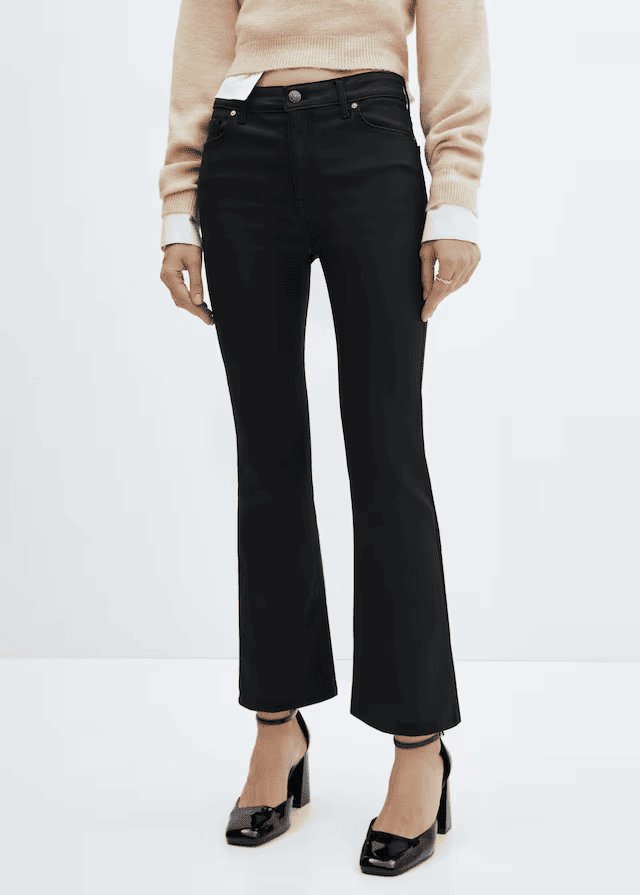 Jean Sienna flare crop enduit