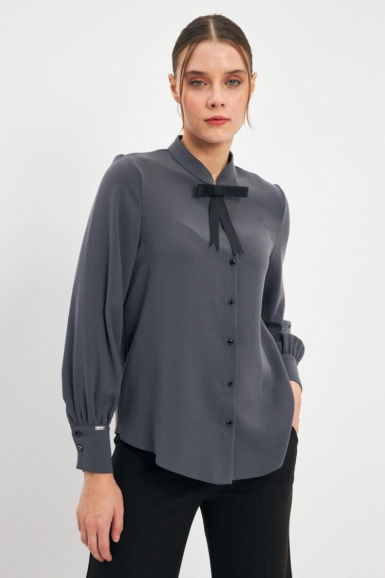 Chemise Boutonnée Détaillée Bow 
