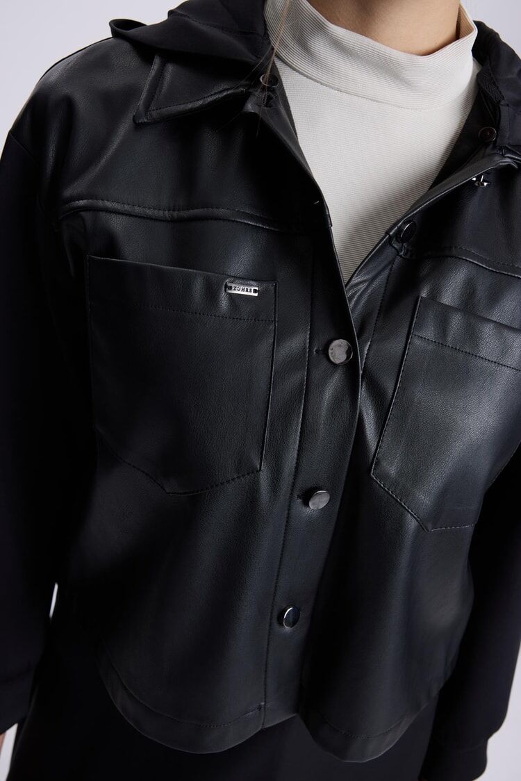 Ensemble Double En Cuir À Capuche