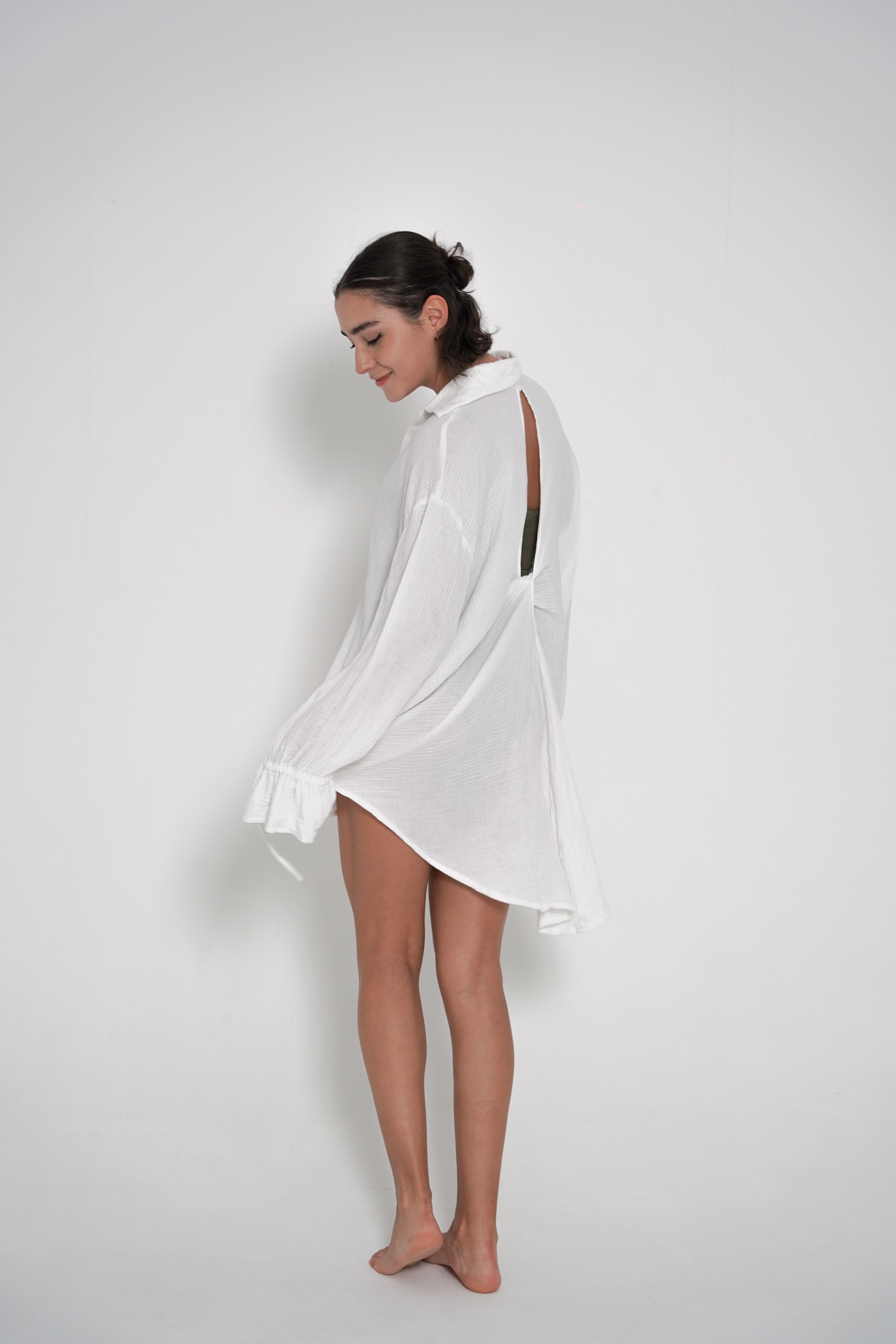 Oversized Twist Shirt - White thumbnail 3
