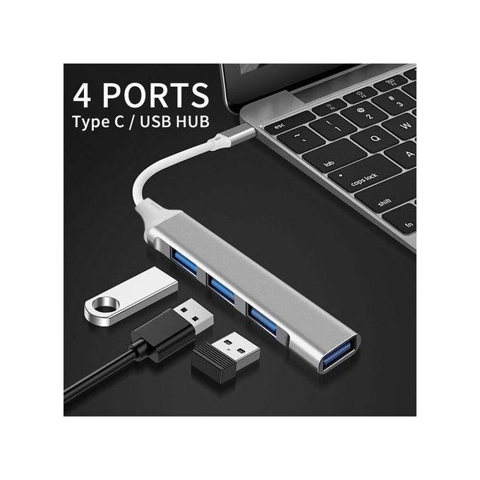 Type C to USB hub 4 Port USB 3.0 + 3 Ports USB 2.0 pour MacBook Laptops Téléphone