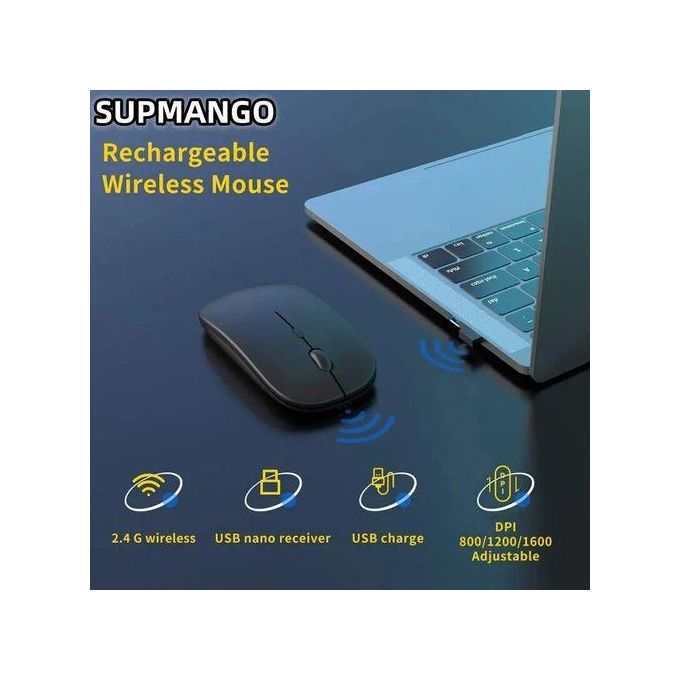 Souris Bluetooth sans Fil Rechargeable 2.4G USB Souris pour Windows Tablette Ordinateur Portable PC thumbnail 5