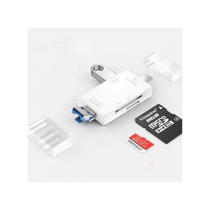 Lecteur de Carte USB 3.0 Multifonction 6 en 1,Disque U, Type C, Micro USB, clé USB TF, Clé USB SD, Adaptateur thumbnail 5