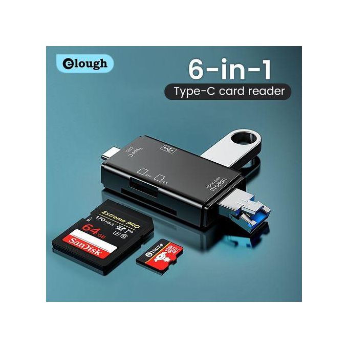 Lecteur de Carte USB 3.0 Multifonction 6 en 1, Disque U, Type C, Micro USB, Clé USB TF, Clé USB SD, Adaptateur