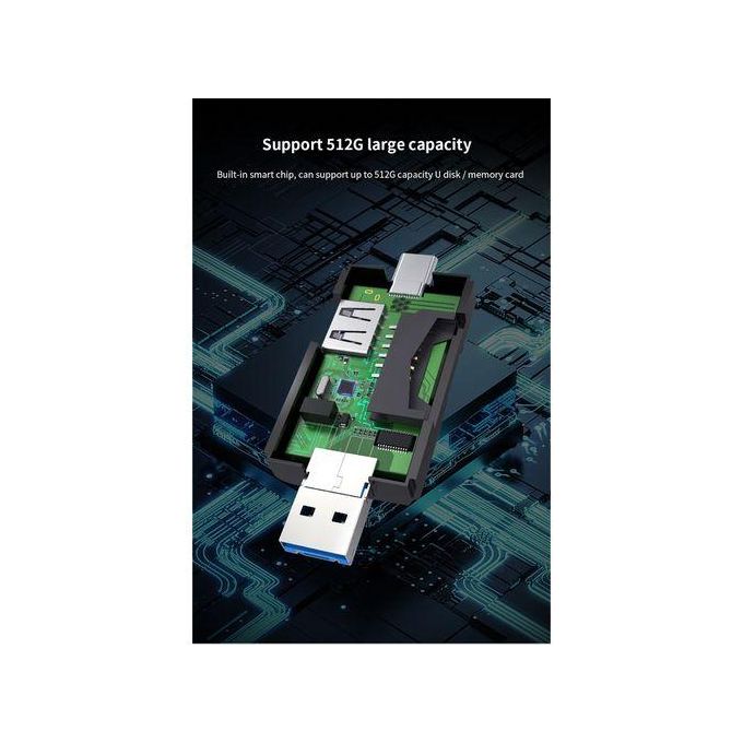 Lecteur de Carte USB 3.0 Multifonction 6 en 1, Disque U, Type C, Micro USB, Clé USB TF, Clé USB SD, Adaptateur