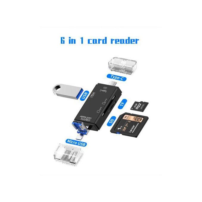 Lecteur de Carte USB 3.0 Multifonction 6 en 1, Disque U, Type C, Micro USB, Clé USB TF, Clé USB SD, Adaptateur thumbnail 6