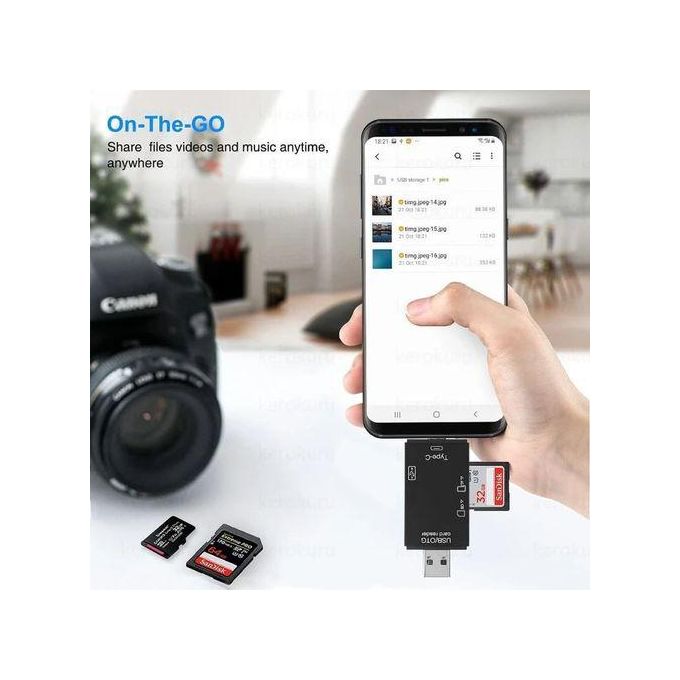 Lecteur de Carte USB 3.0 Multifonction 6 en 1, Disque U, Type C, Micro USB, Clé USB TF, Clé USB SD, Adaptateur thumbnail 7