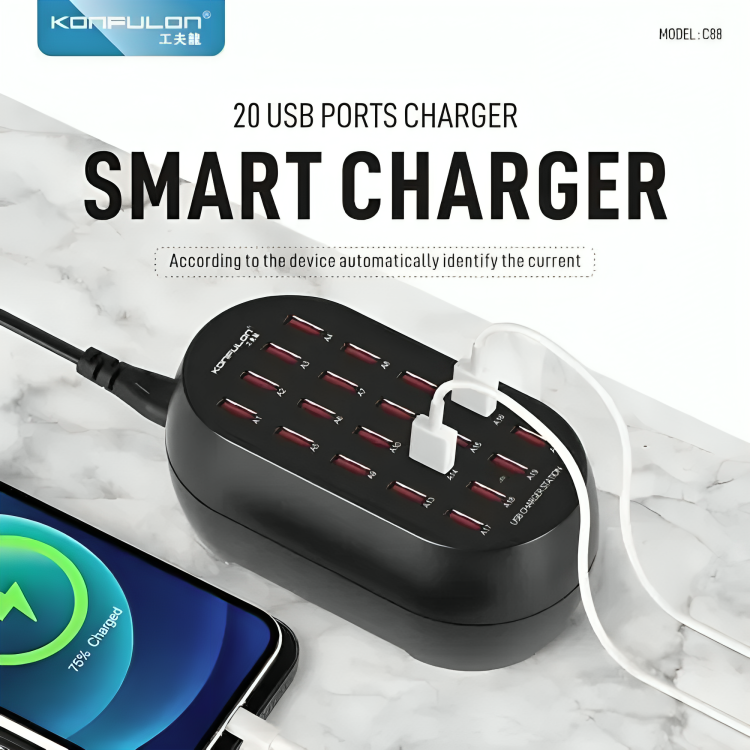 KONFULON C88 – Chargeur Intelligent 20 Ports USB