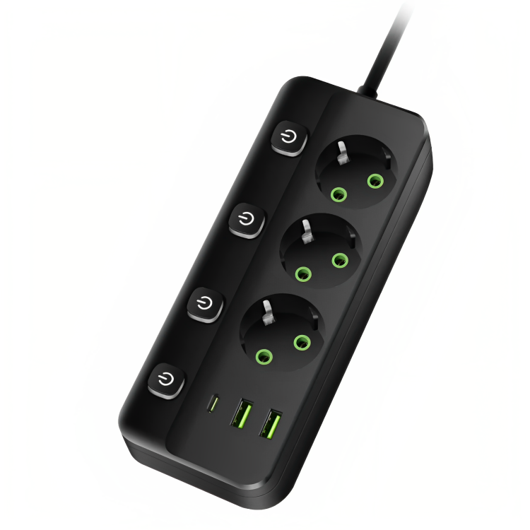 Multiprise QL-1096U 2500W – Câble 3m + USB  Type-C