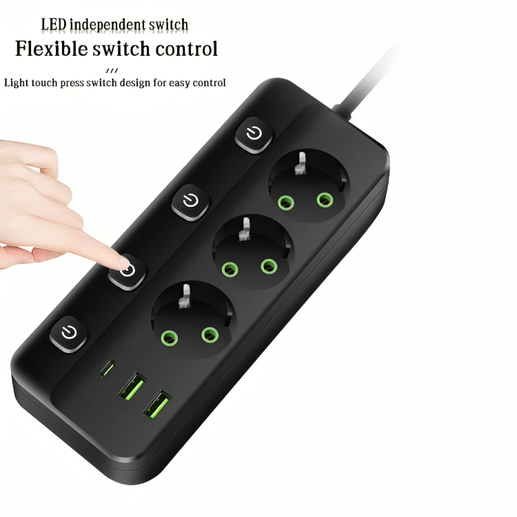 Multiprise QL-1096U 2500W – Câble 3m + USB  Type-C thumbnail 3