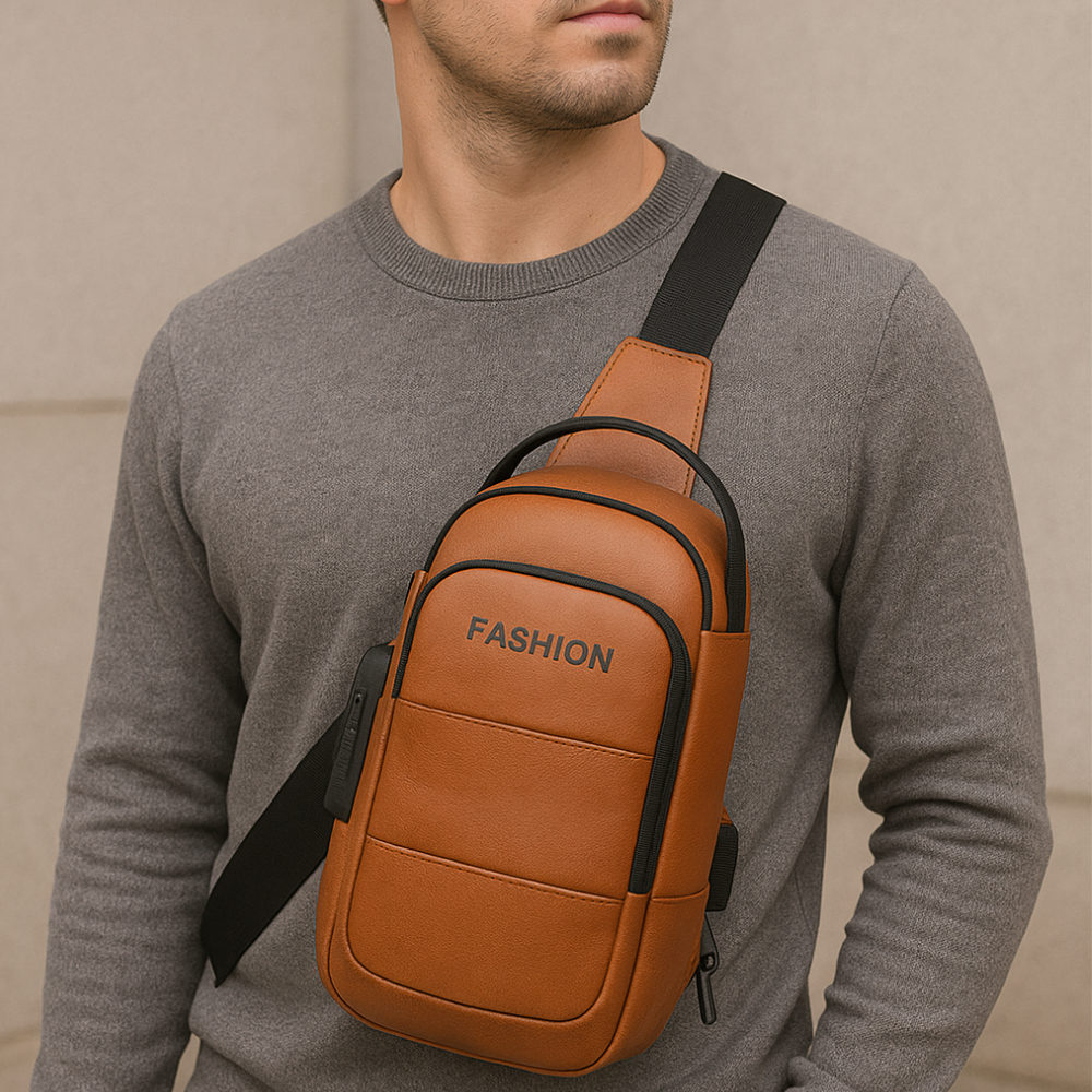 Sac Bandoulière Antivol en Cuir – USB Charge & Sécurité thumbnail 4