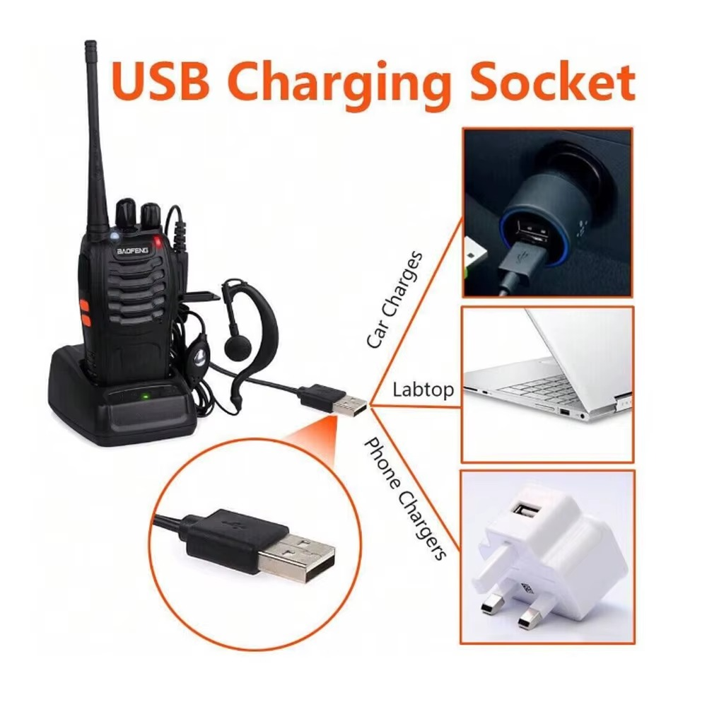 Talkie-walkie Portable BF-888S Radio Bidirectionnelle UHF 888s,émetteur-récepteur Portable 16 canaux 400-470MHz avec oreillette,2 pièces thumbnail 3