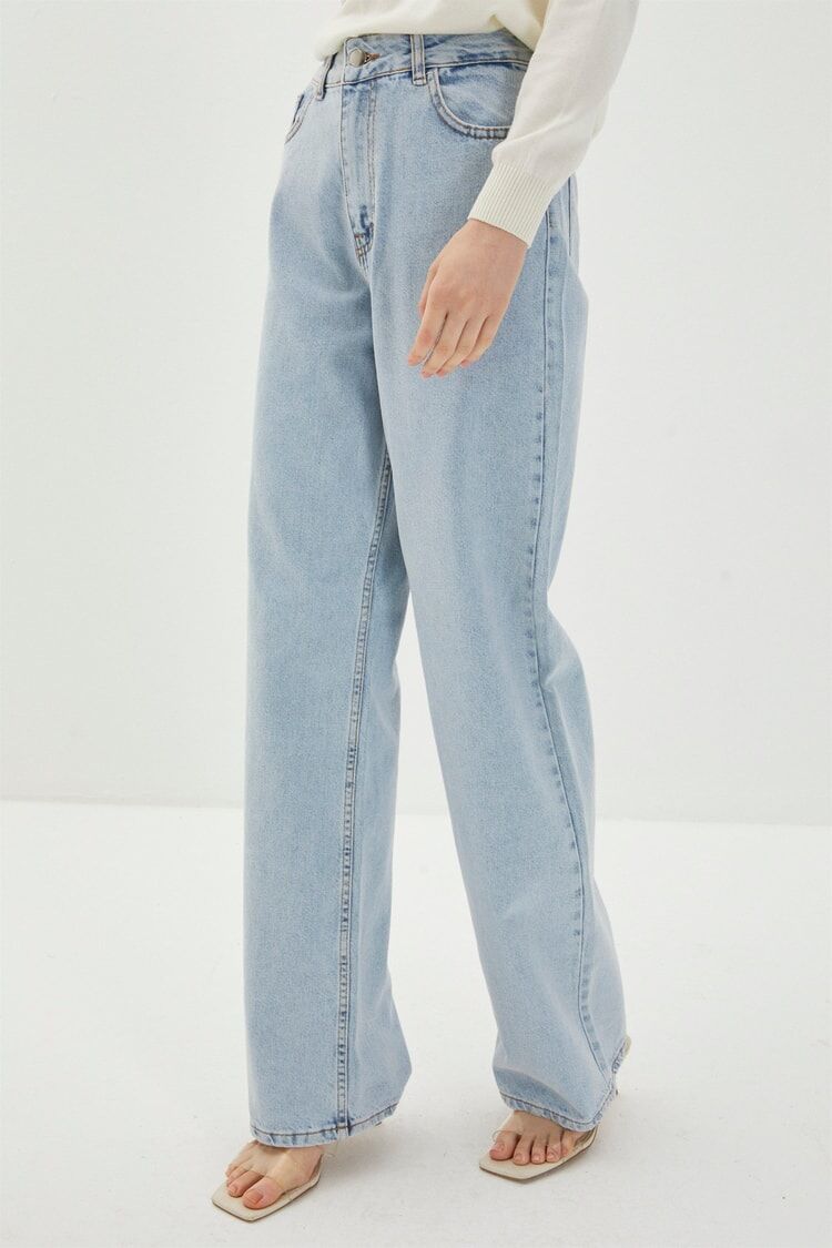 Denim taille haute jambe large pantalon thumbnail 1
