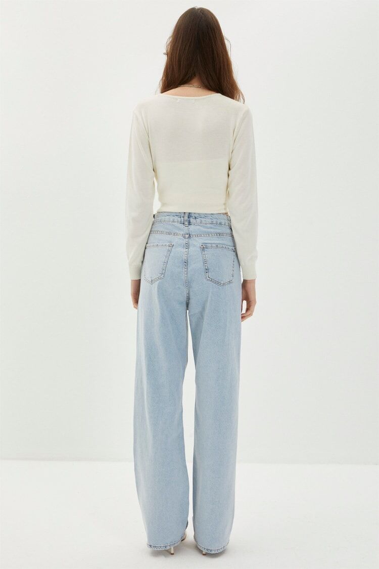 Denim taille haute jambe large pantalon thumbnail 3