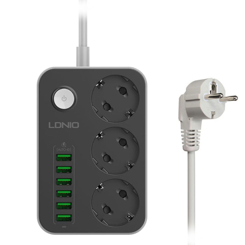 Multiprise Électrique avec 3 Prises AC et 6 Ports USB - SE3631