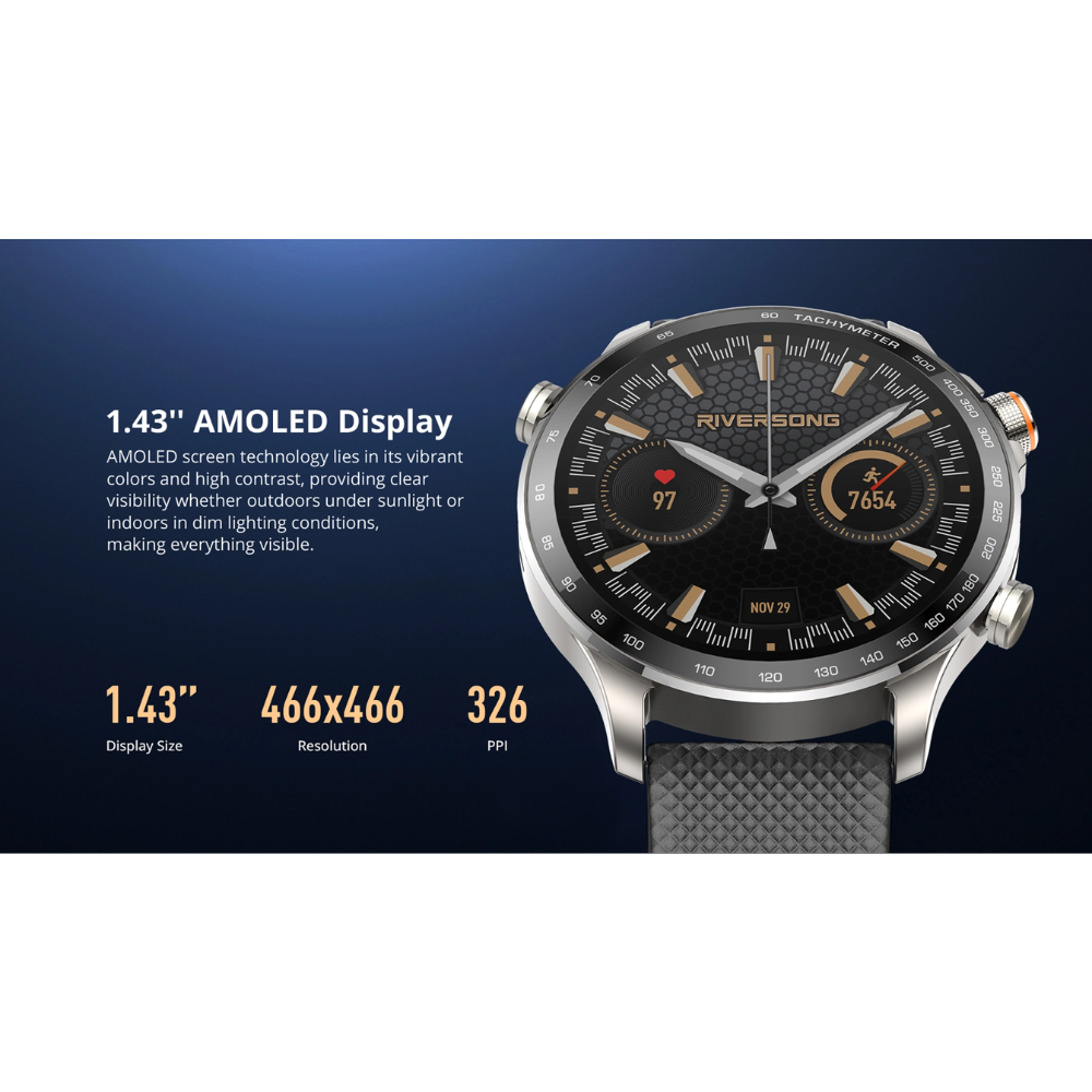 Smart Watch Riversong Motive 10 GT + Sangle supplémentaire