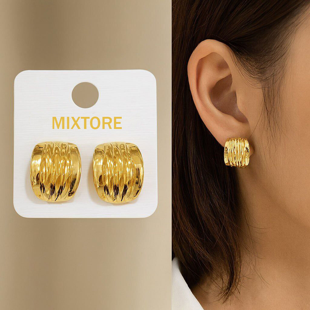 Boucles D'oreilles Dorées en Acier Inoxydable