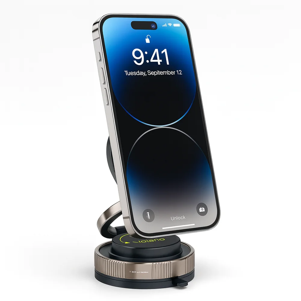 VR-09 Support de Voiture Magnétique – Rotation 360°, Ventouse Ultra Puissante, Compatible MagSafe