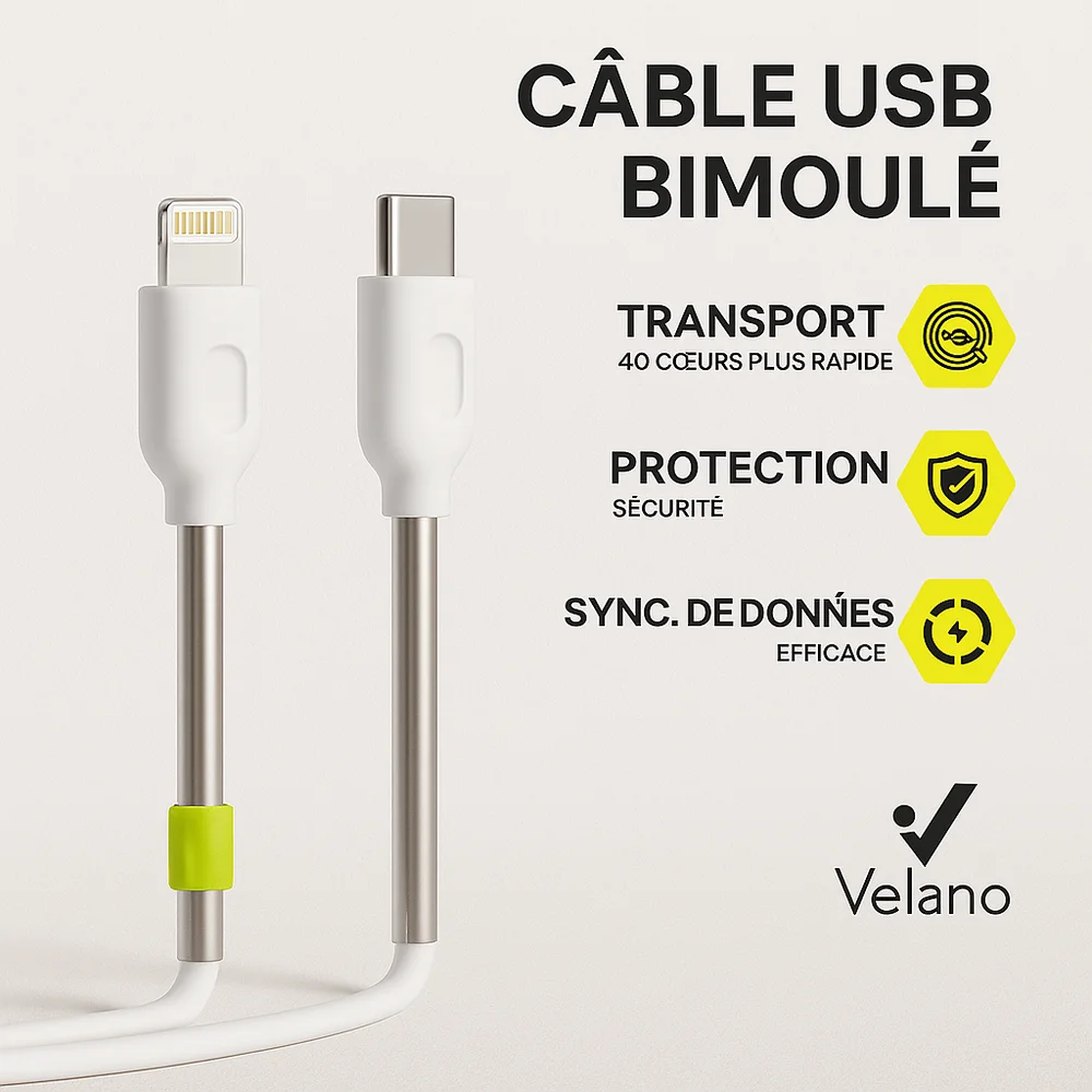 Câble Usb-c Vers Lightning 30w, Charge Rapide Et Transfert Haute Vitesse