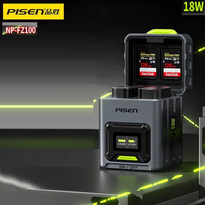 Chargeur d’appareil photo Sony Pinsheng np-fz100 18 W + boîte de rangement pour carte mémoire