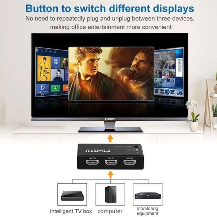 Switcher 5 Port 1080P Commutateur Sélecteur Séparateur Hub+Télécommande thumbnail 3