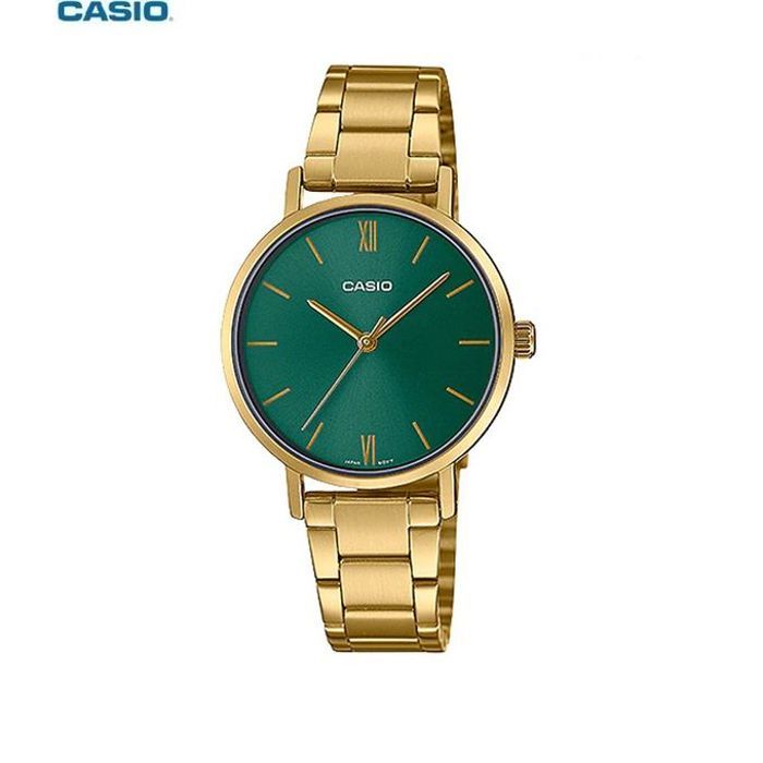 Montre Femme Bracelet en metal plaqué or cadran vert romain 3aiguilles-vt02g-3