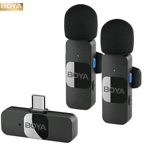 Micro Cravate Lavalier sans Fil BY-V20 Type-C Micro Omnidirectionnel Portée 100m USB-C 2 Émetteurs -1 Récepteur