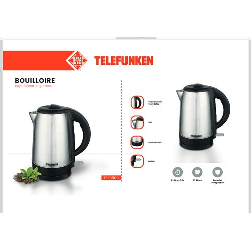 Design Line Bouilloire Électrique en Acier Inoxydable 1,7L 2400w Socle 360° thumbnail 2