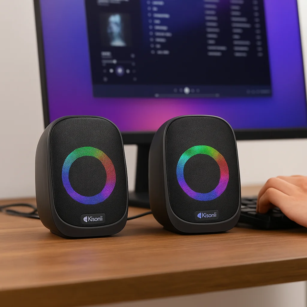 Enceintes USB X7 Noires avec Éclairage LED RGB