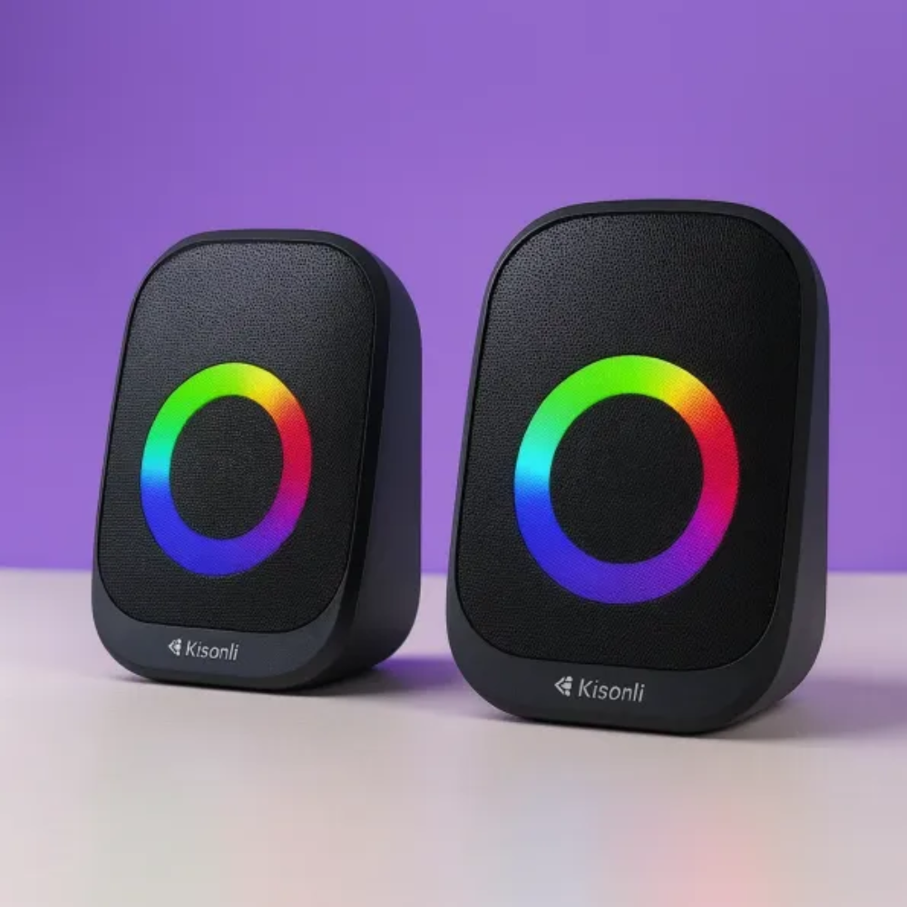 Enceintes USB X7 Noires avec Éclairage LED RGB thumbnail 4