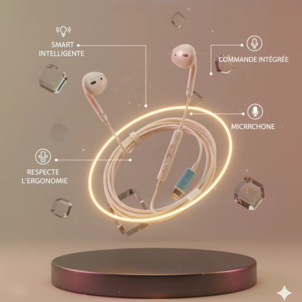 Écouteurs Velano Ve-03 Lightning Blanc – Son Haute Fidélité & Micro Intégré thumbnail 2