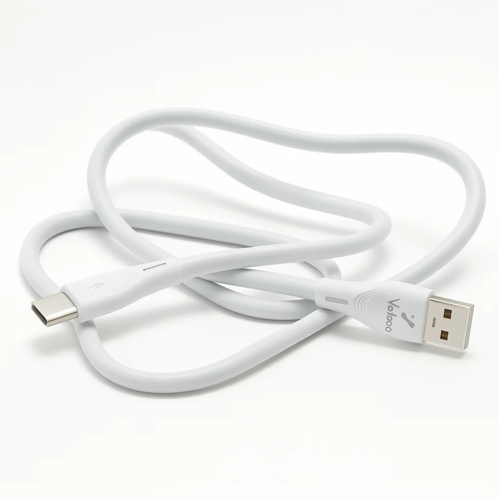 Câble de Charge Rapide Velano VC-07 Blanc – USB-A vers Type-C, 30W / 5A, Transfert Rapide, Matériaux Renforcés