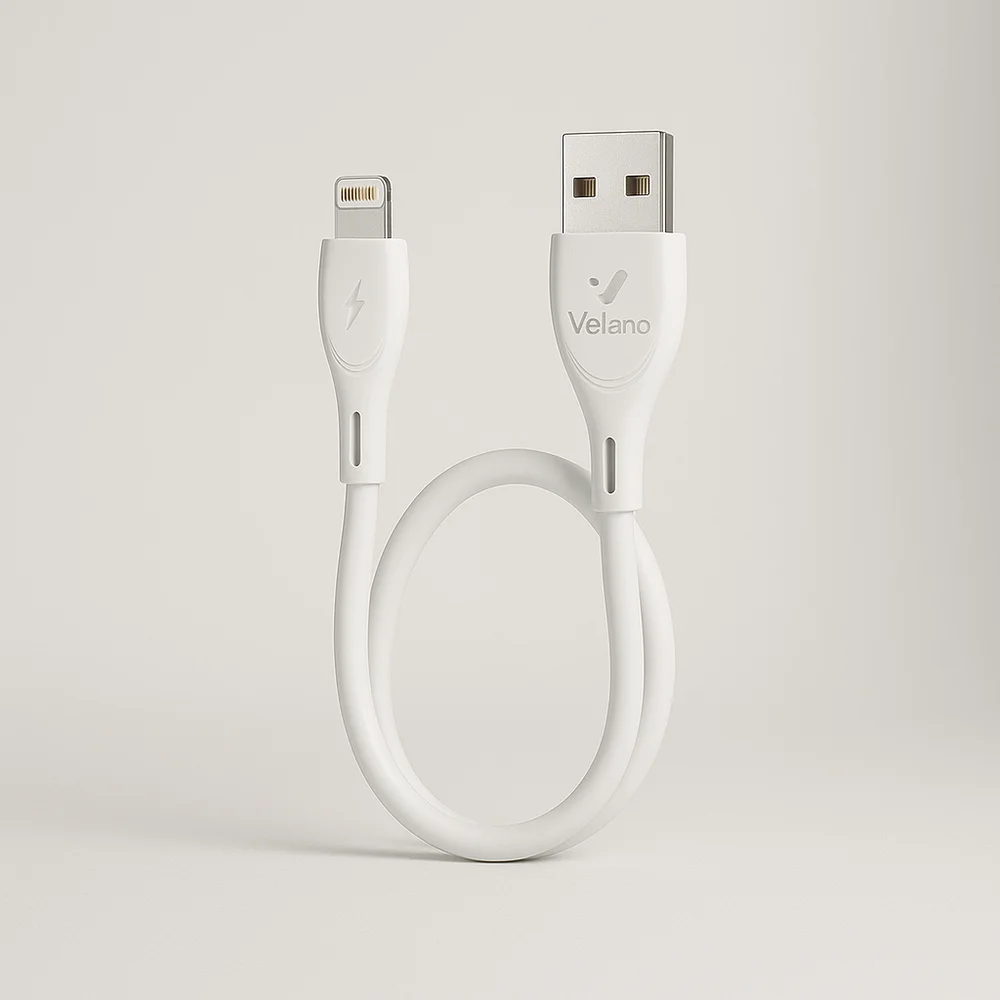 Câble Velano VC-07 – USB-A vers Lightning, 30W, Charge Rapide & Transfert Haute Vitesse, Couleur Blanc