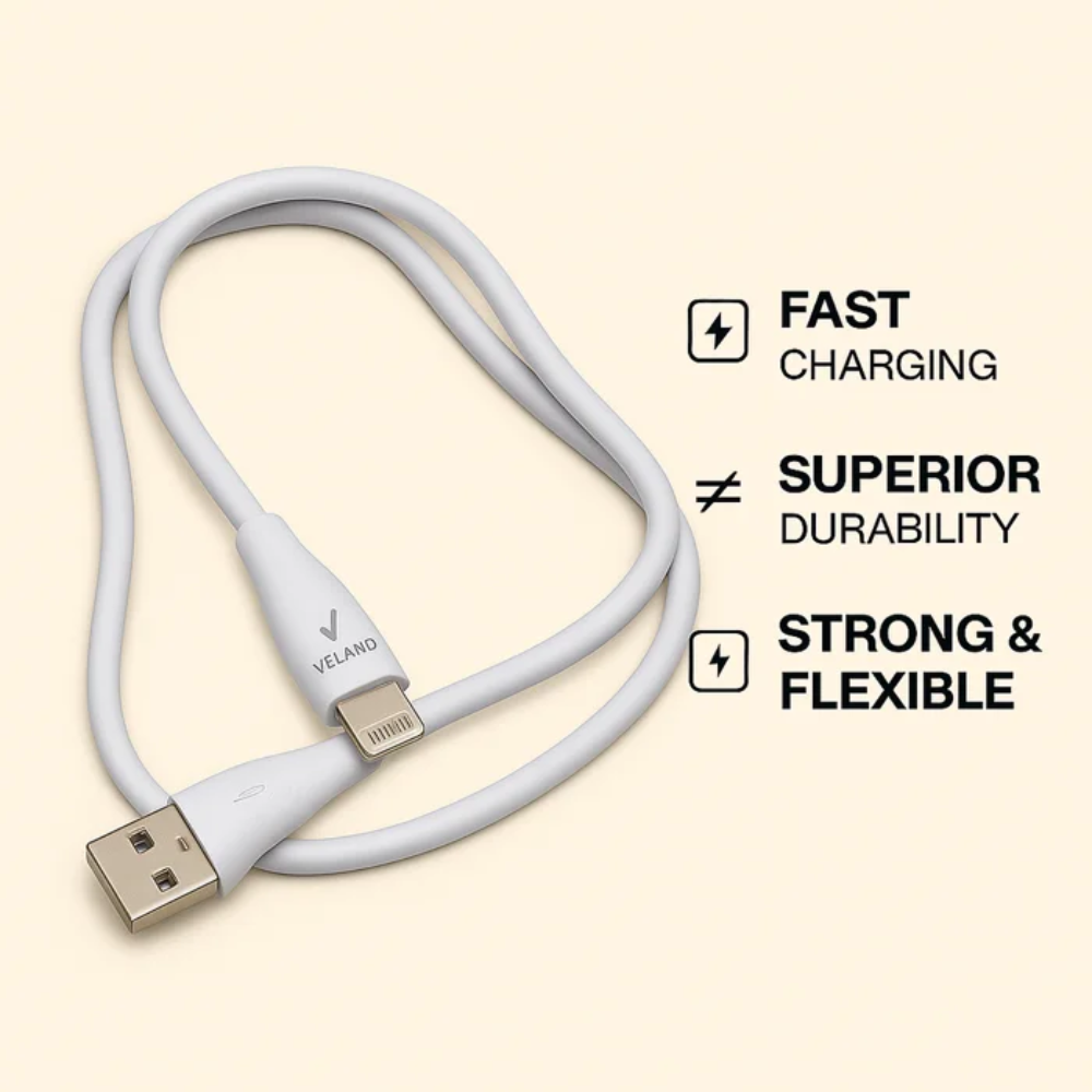 Câble Velano VC-07 – USB-A vers Lightning, 30W, Charge Rapide & Transfert Haute Vitesse, Couleur Blanc thumbnail 4