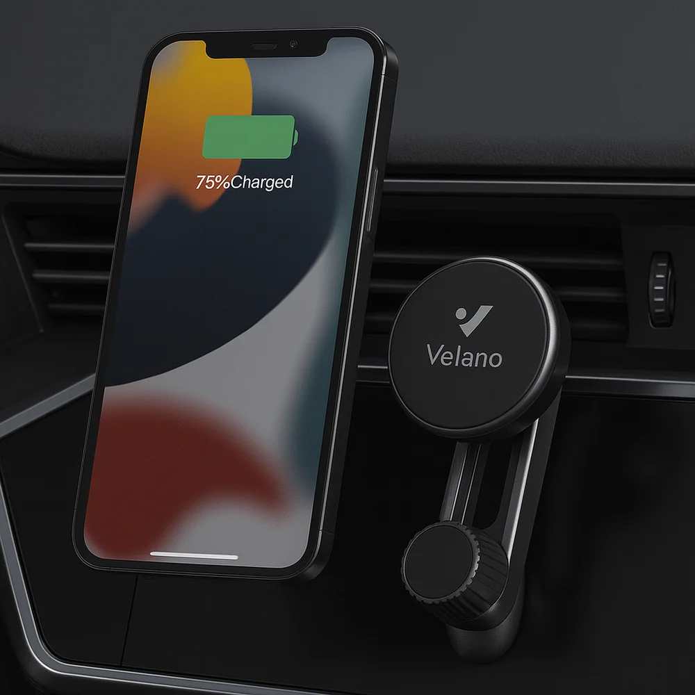 VR-07 – Support Téléphone Magnétique pour Voiture, Compatible MagSafe, Rotation 360°, Fixation Grille d’Aération, Noir thumbnail 2