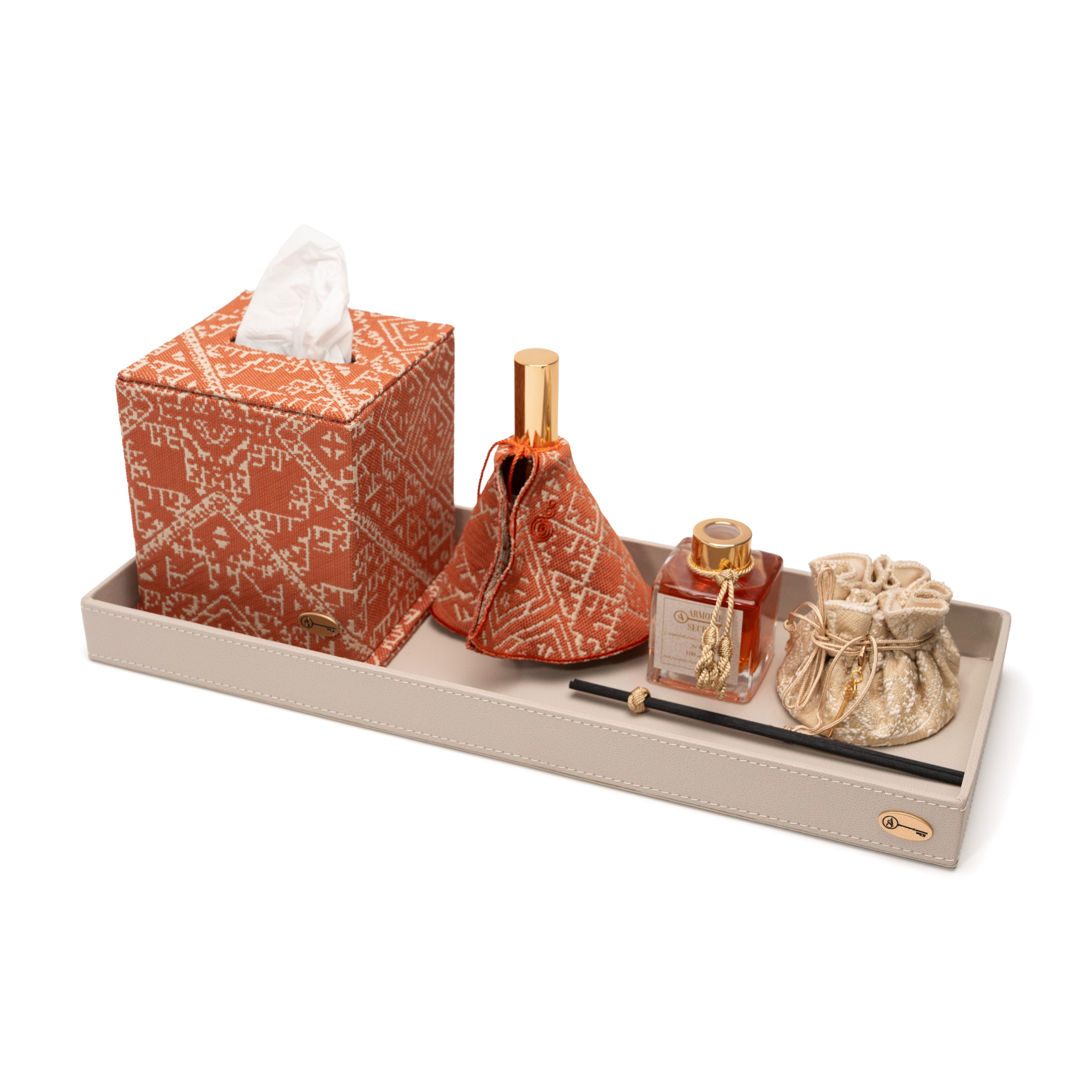 Grand Plateau Senteurs Tissu Tradition / Tissu Gharza Terracota