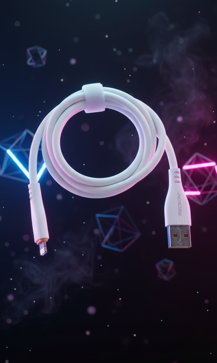 Câble USB vers Lightning 1 m – Charge Rapide & Transfert de Données (Modèle REC-01) thumbnail 3