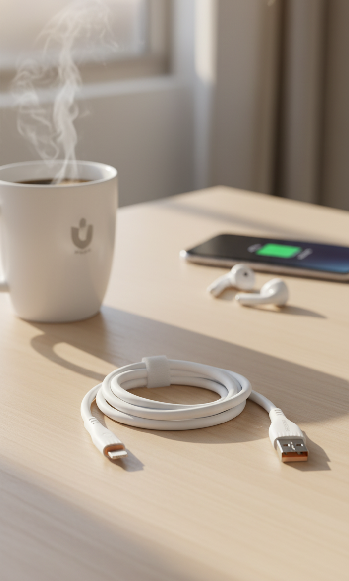 Câble USB vers Lightning 1 m – Charge Rapide & Transfert de Données (Modèle REC-01) thumbnail 4