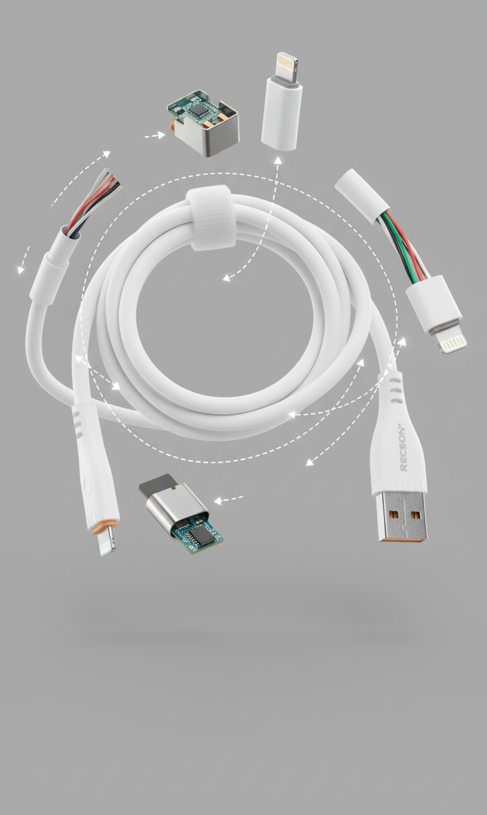 Câble USB vers Lightning 1 m – Charge Rapide & Transfert de Données (Modèle REC-01) thumbnail 5