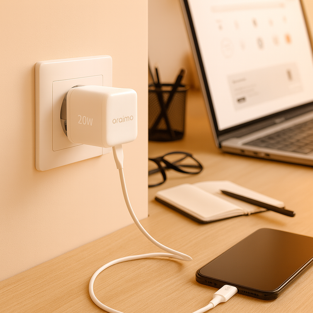 Chargeur mural - Oraimo - PowerCube 20 Chic - 20W - Type-C vers Lightning - Blanc thumbnail 5