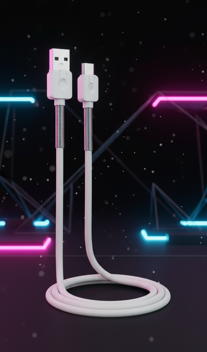 VC-06 – Câble USB vers Type-C avec Protection à Ressort