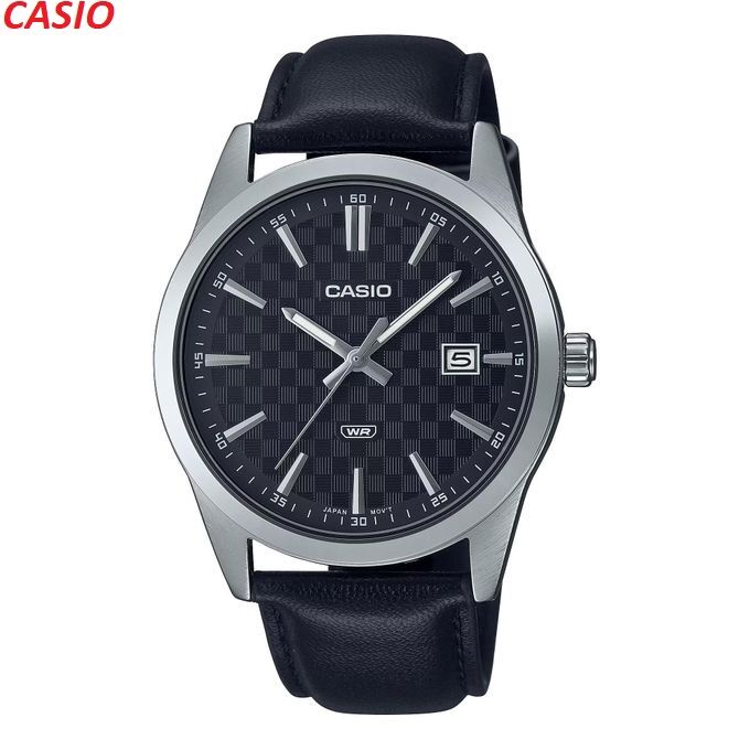 Montre pour Homme Bracelet en cuir noir 3 aiguilles Étanche avec dateur-mtp-vd03l-1audf