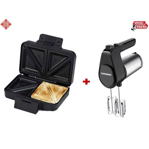 Telefunken Promo Appareil à croque-monsieur + Batteur TF-B600 - 6 vitesses et fonction turbo acier inoxydable