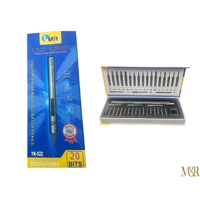 Tournevis Electrique sans Fil Rechargeable M&R– Jeu de Précision 20 Embouts Haute Qualité