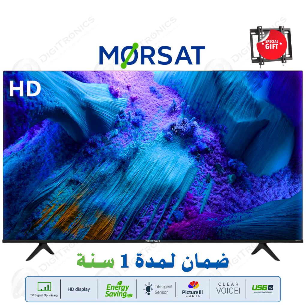 32 HD Téléviseur LED avec USB, Clear Voice II et Tuner DVB-T2/S2 + Support Gratuit