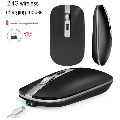 Souris Sans Fil Rechargeable Silencieuse Haute Résolution Excellente pour Bureau Et Gaming-Noir