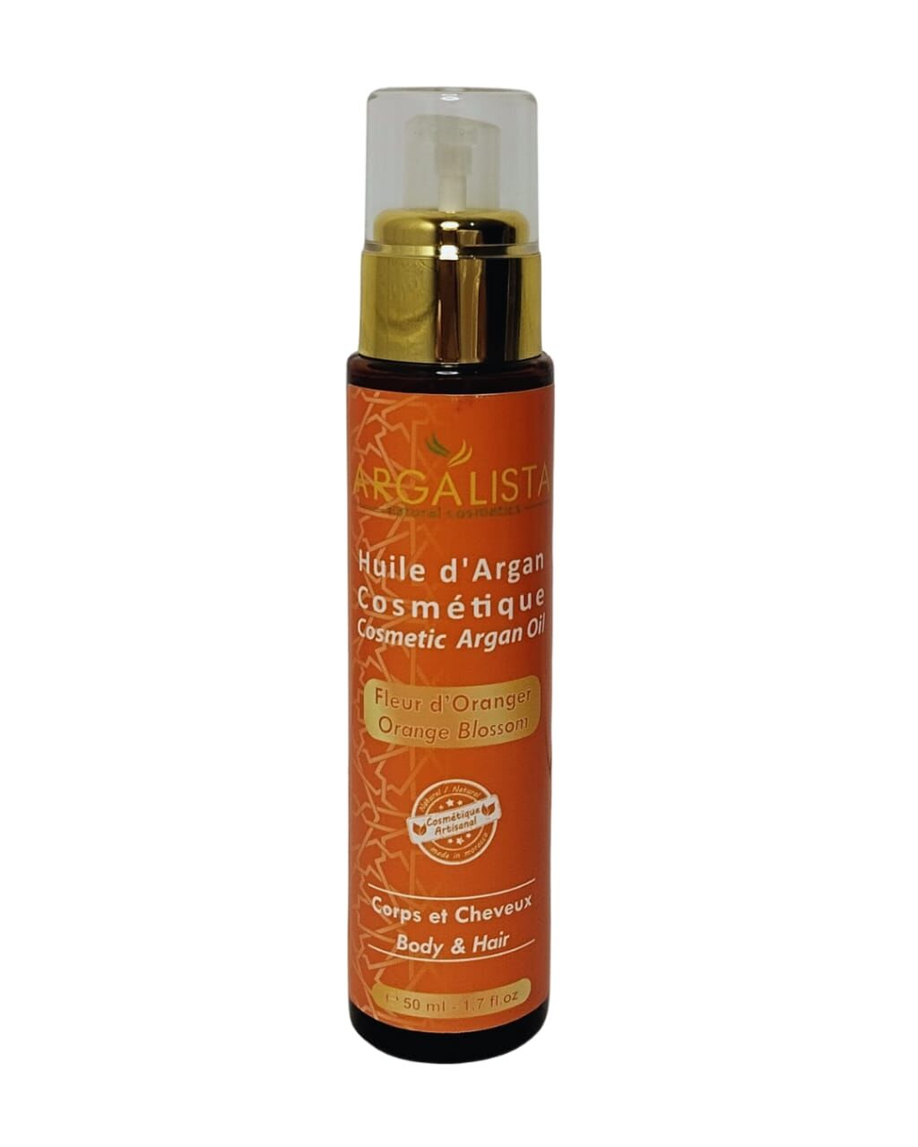 Huile d'argan cosmétique Aromatisée fleur d'oranger 50ML